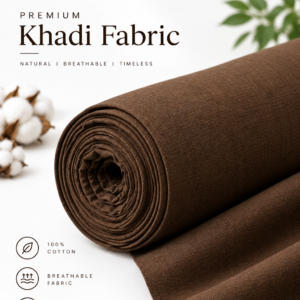 Premium brown Khadi fabric with a subtle textured pattern.